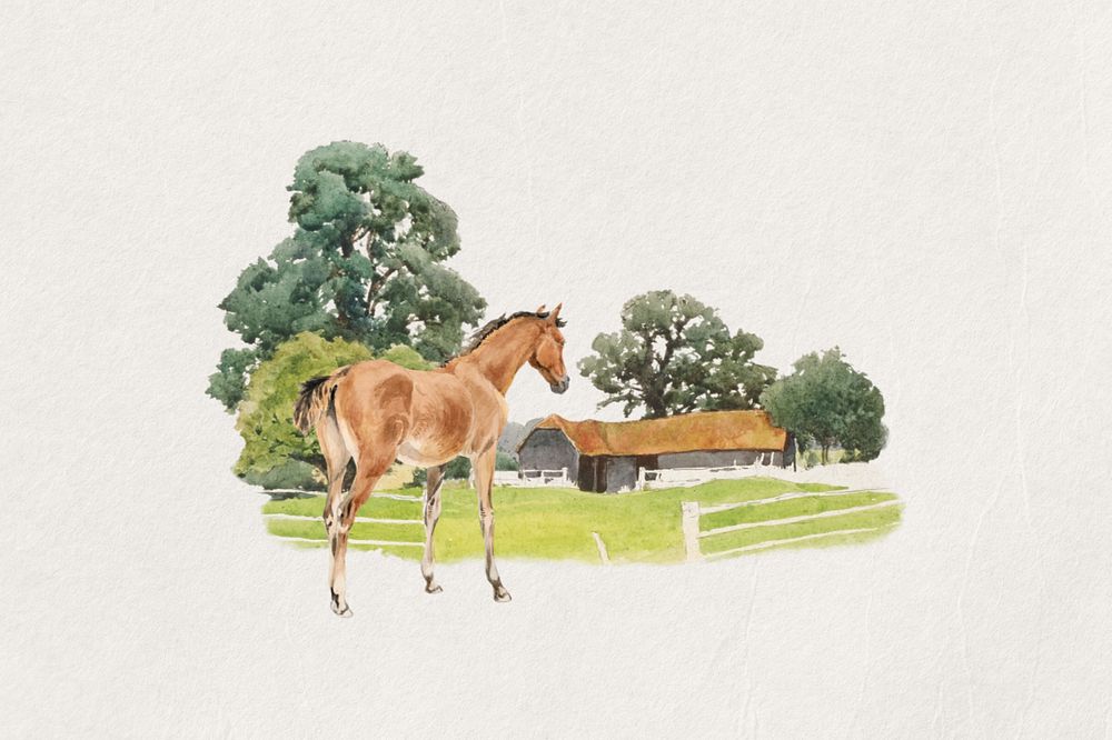 Horse watercolor, editable remix design