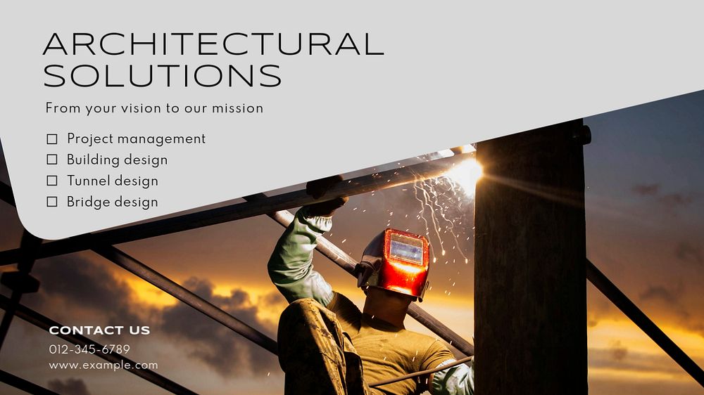 Architectural solutions  blog banner template, editable text