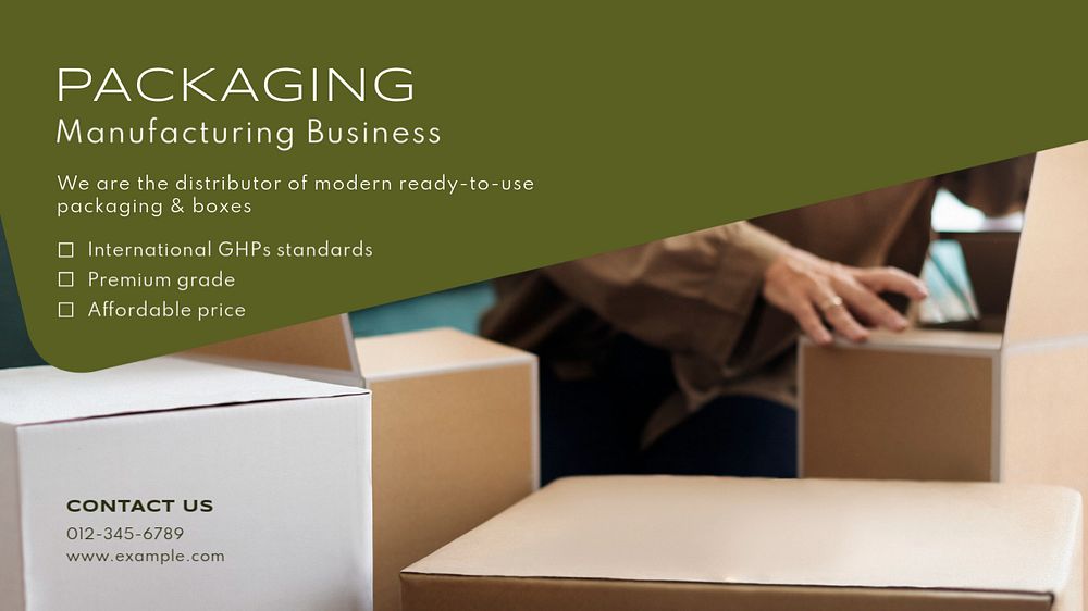 Packaging business  blog banner template, editable text