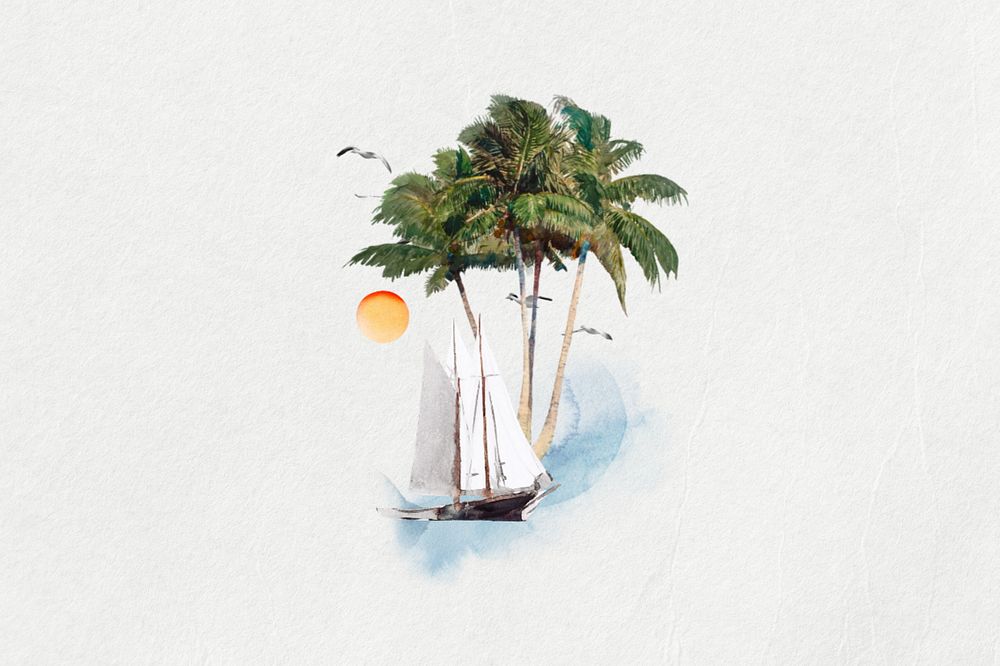 Watercolor sailboat, editable remix design