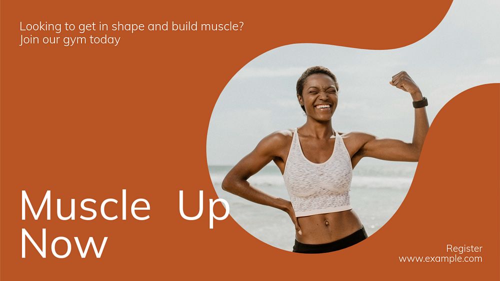 Muscle up  blog banner template, editable text