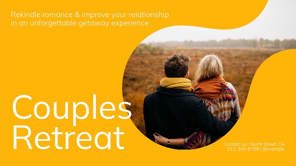 Couples retreat  blog banner template, editable text