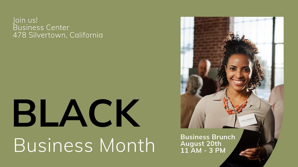 Black Business Month  blog banner template, editable text