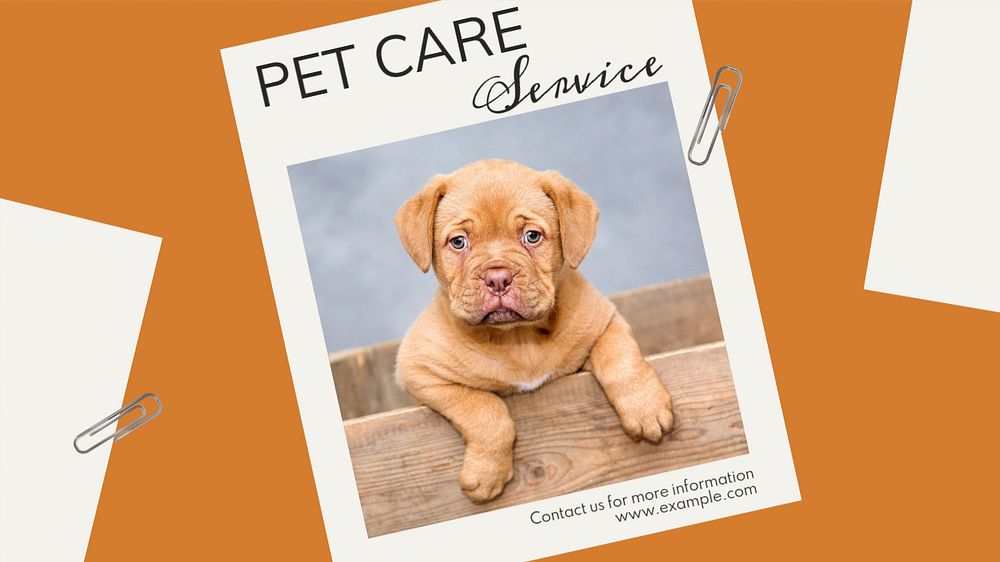 Pet care service  blog banner template, editable text