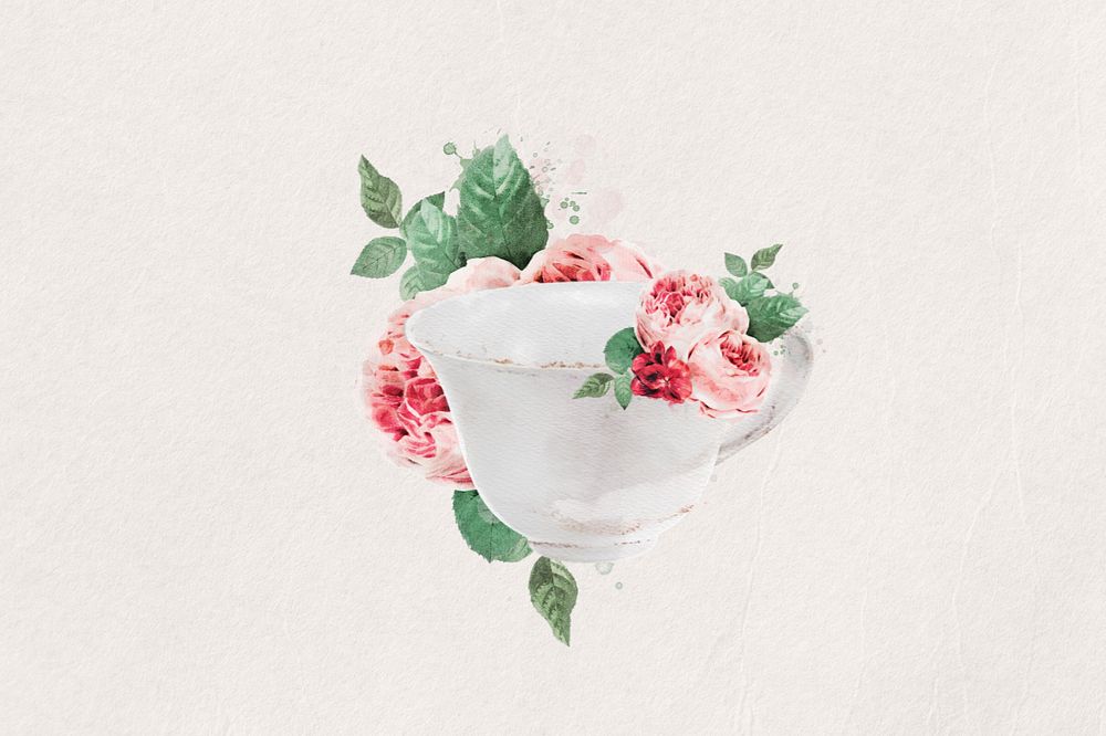 Watercolor teacup, editable remix design