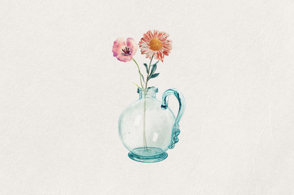 Watercolor flower vase, editable remix design