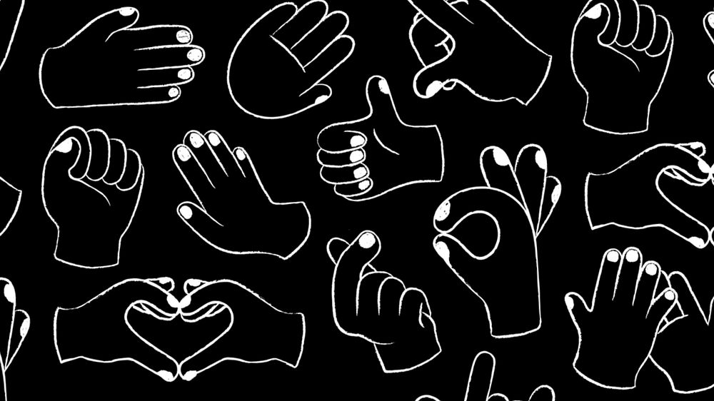 Hand gesture desktop wallpaper illustration, editable design