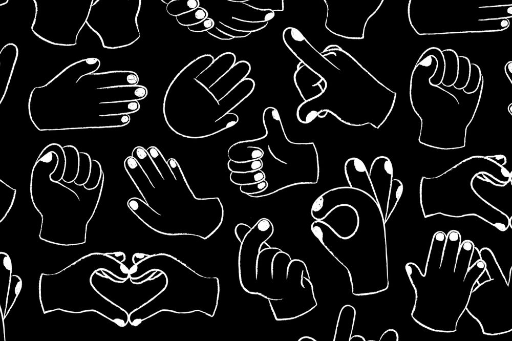 Hand sign pattern  illustration, teamwork editable design