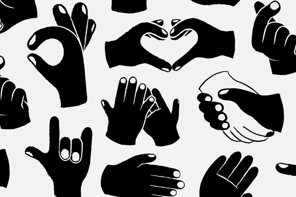 Cute hand sign illustration, editable design