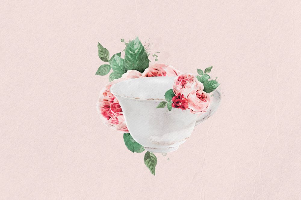 Watercolor teacup, editable remix design