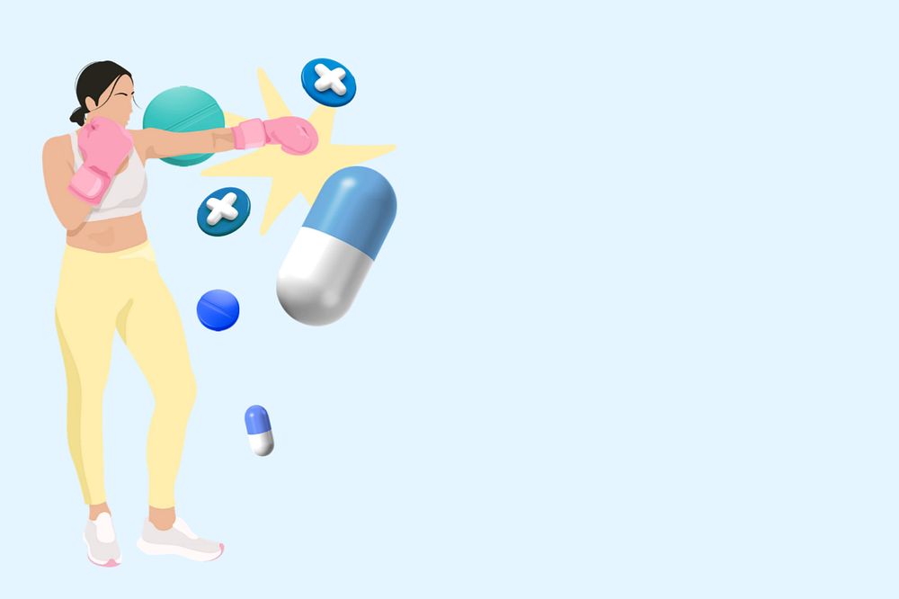 Boxing blue background, 3d remix vector illustration
