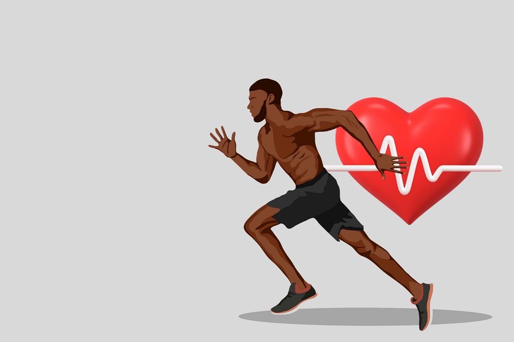 Cardio running gray background, 3d remix vector illustration