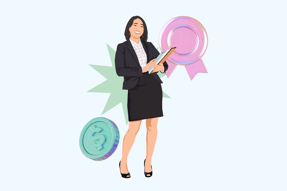 Businesswoman 3D remix, business vector illustration