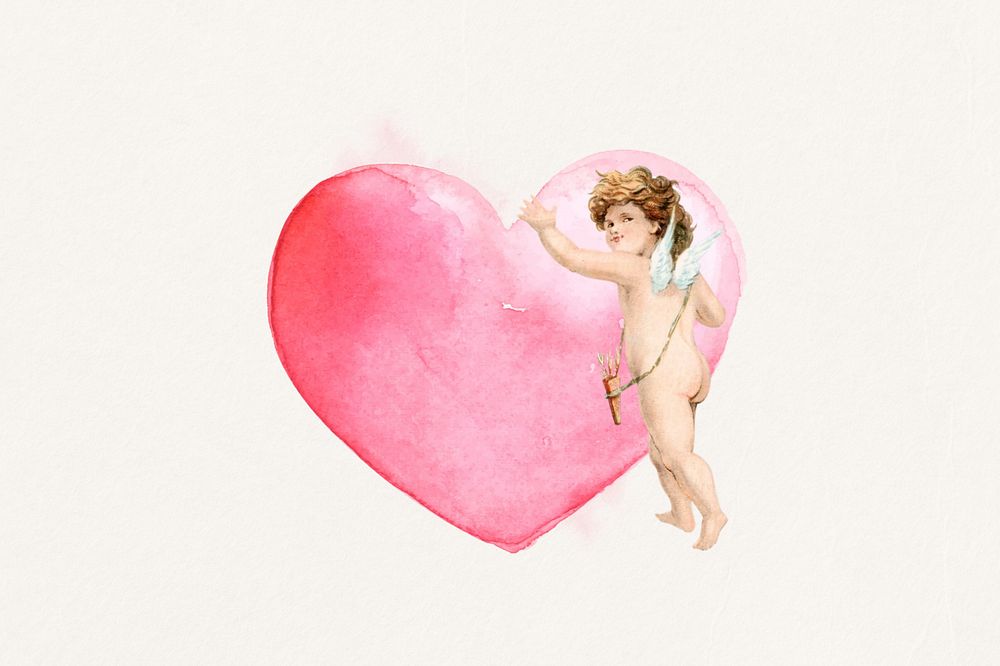 Watercolor Valentine's cupid, editable remix design