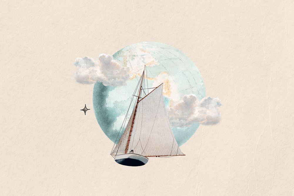 Watercolor sailboat, editable remix design