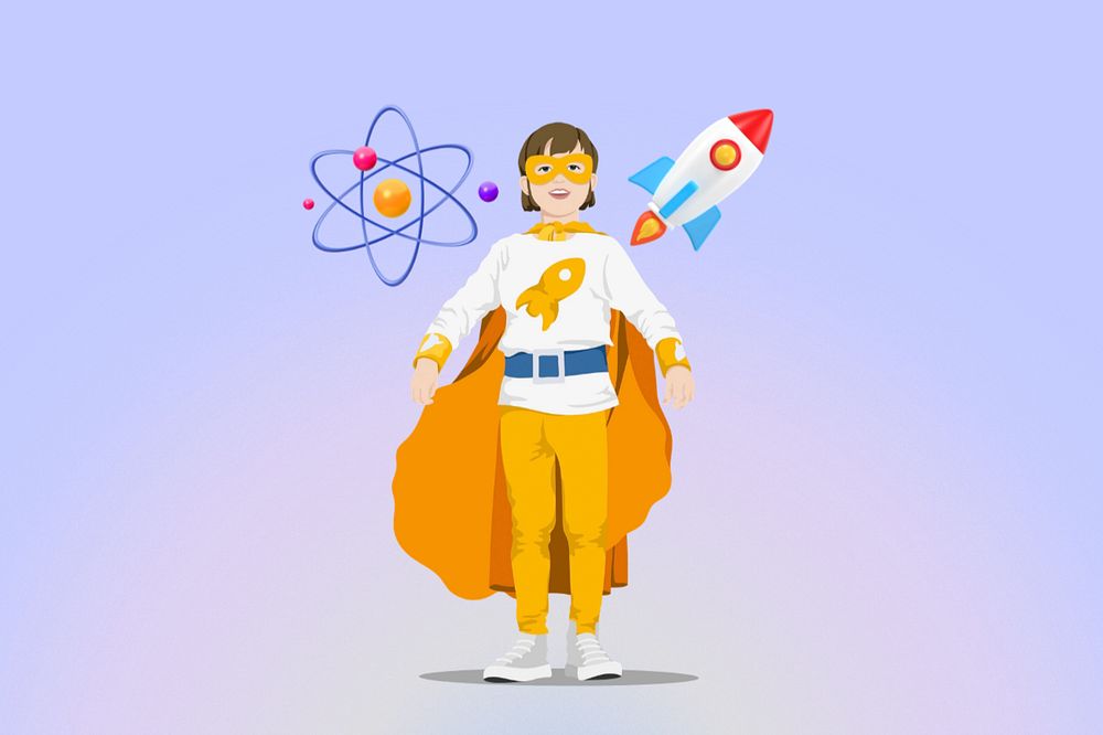 Science for kid 3D remix vector illustration