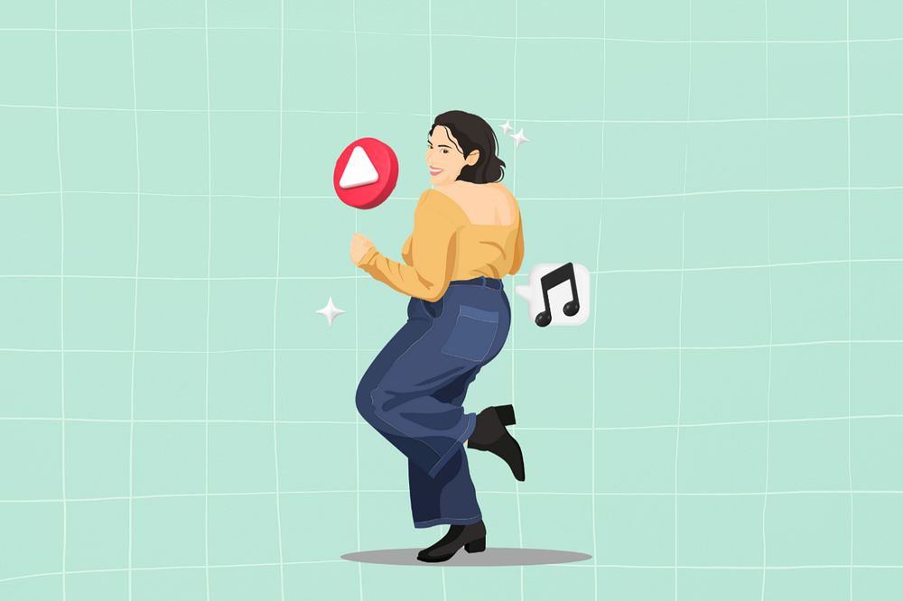 Woman dancing 3D remix vector illustration