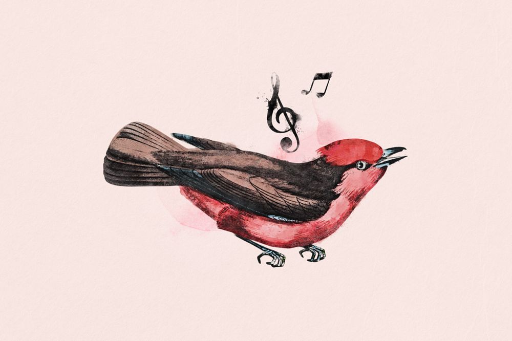 Editable watercolor singing bird, remix design