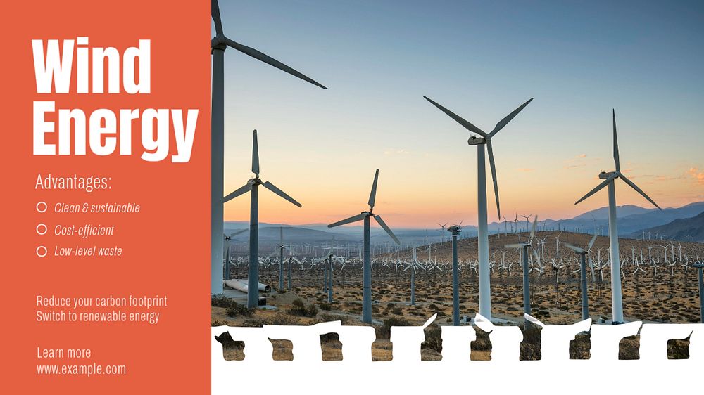 Wind energy  blog banner template, editable text