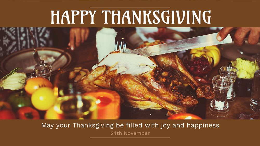 Happy Thanksgiving blog banner template, editable text