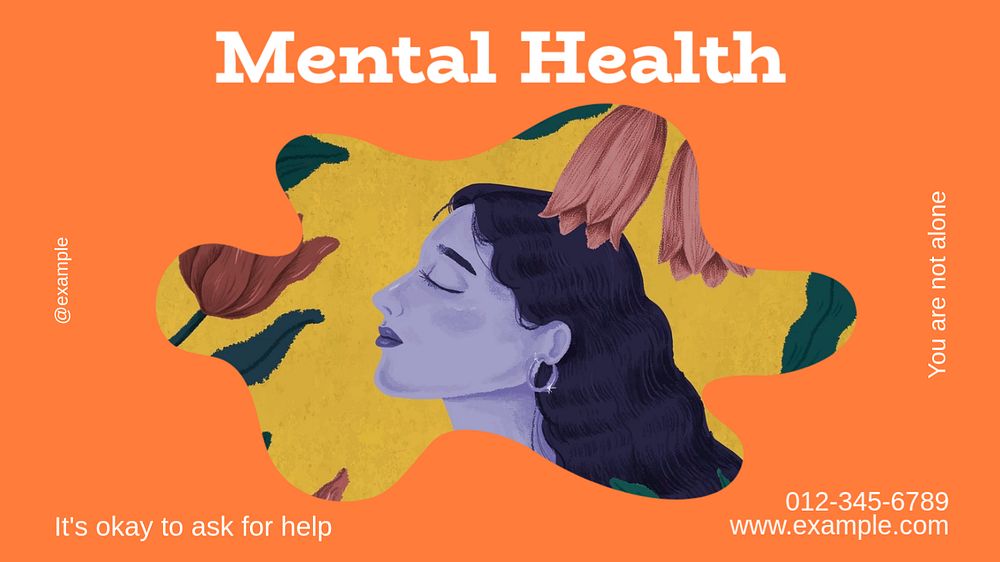 Mental health  blog banner template, editable text