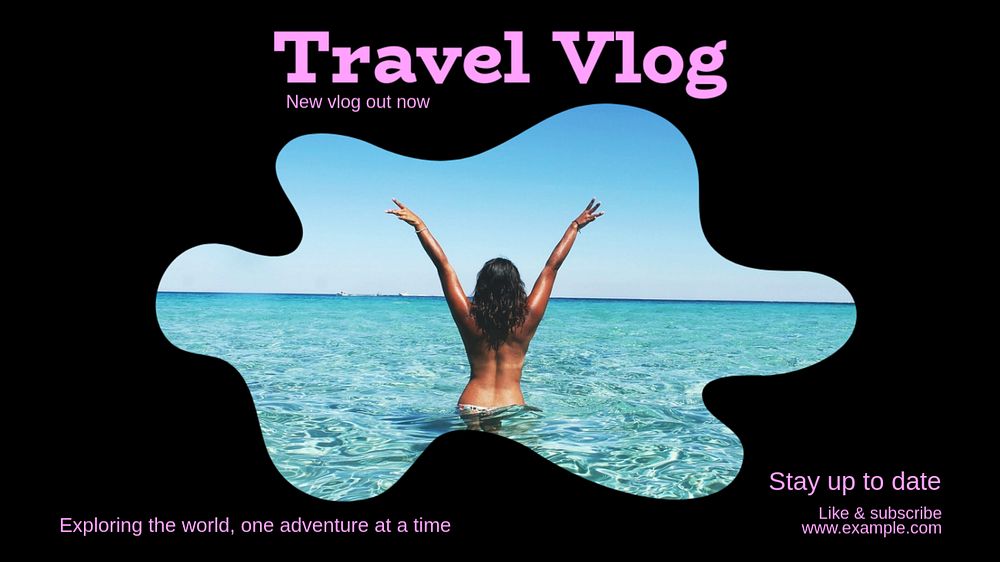 Travel vlog  blog banner template, editable text