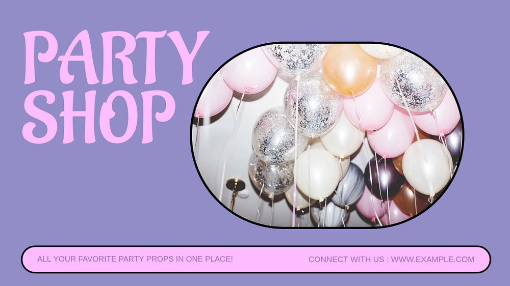 Party shop  blog banner template, editable text