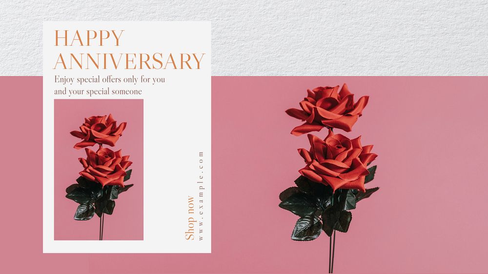 Happy anniversary  blog banner template, editable text