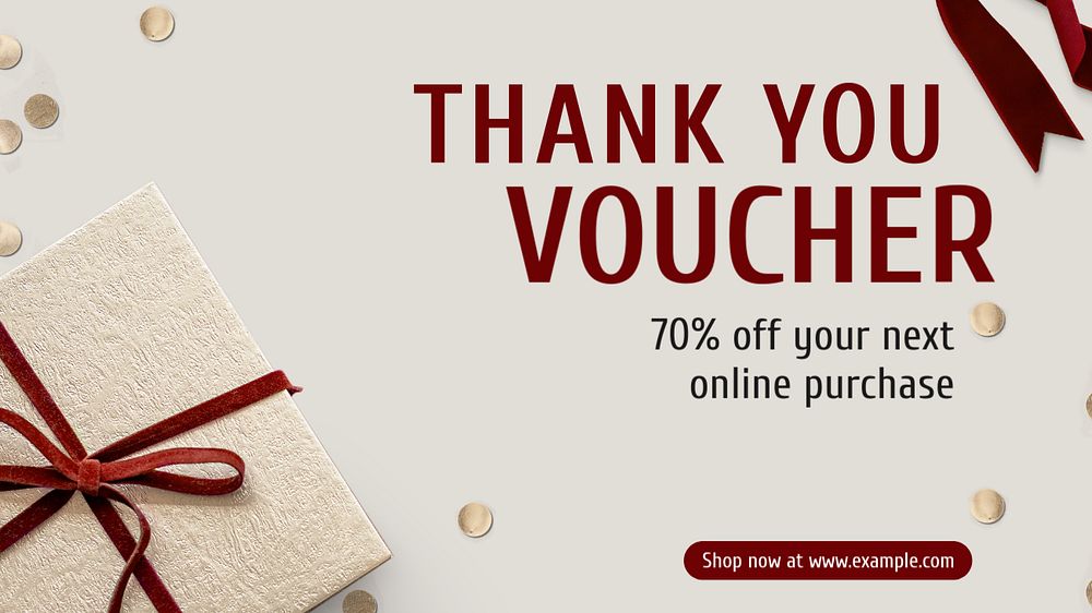 Gift voucher blog banner template, editable text