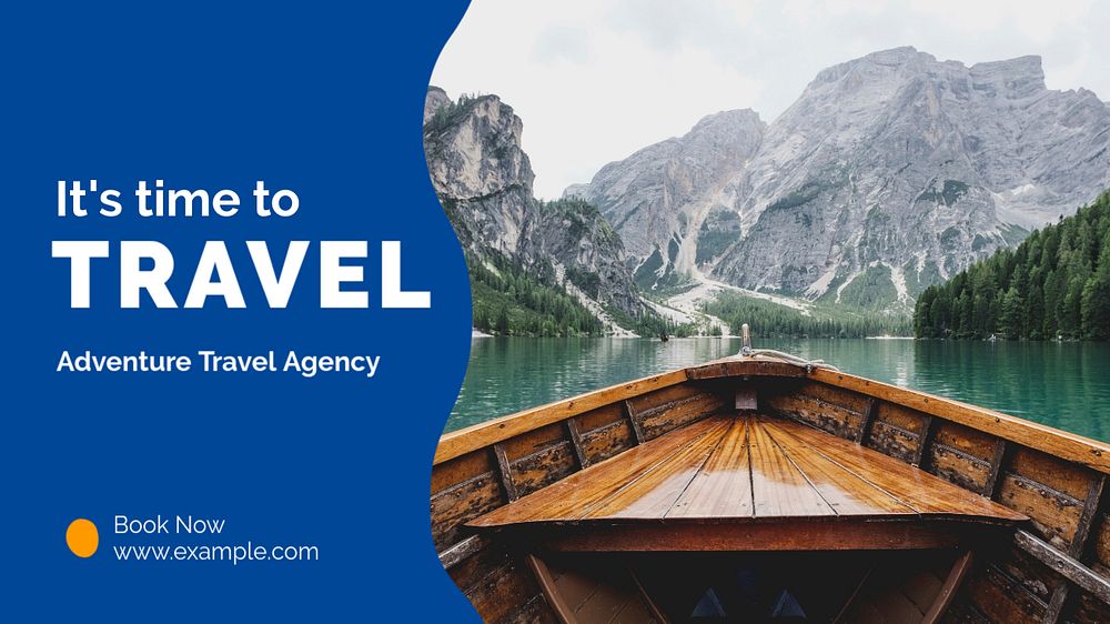 Travel agency blog banner template, editable text