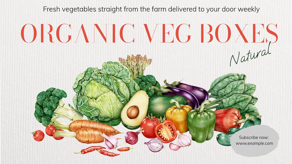 Organic vegetable delivery blog banner template, editable text