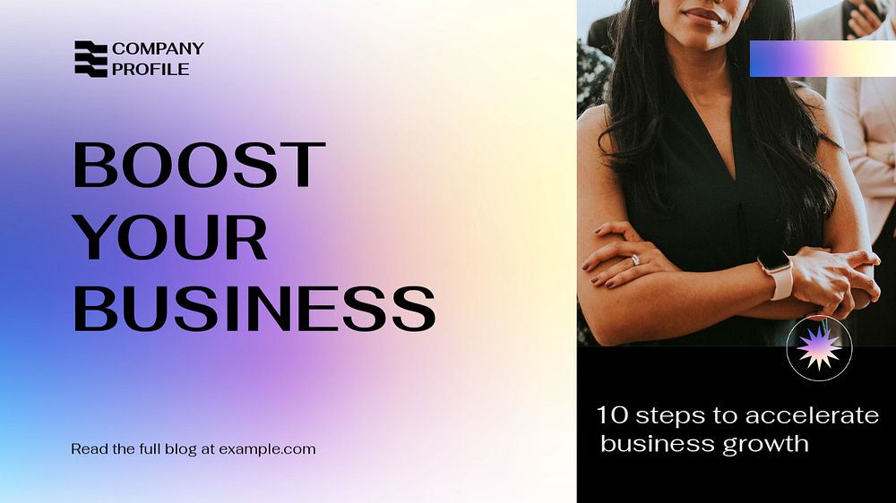 Boost business blog banner template, editable text