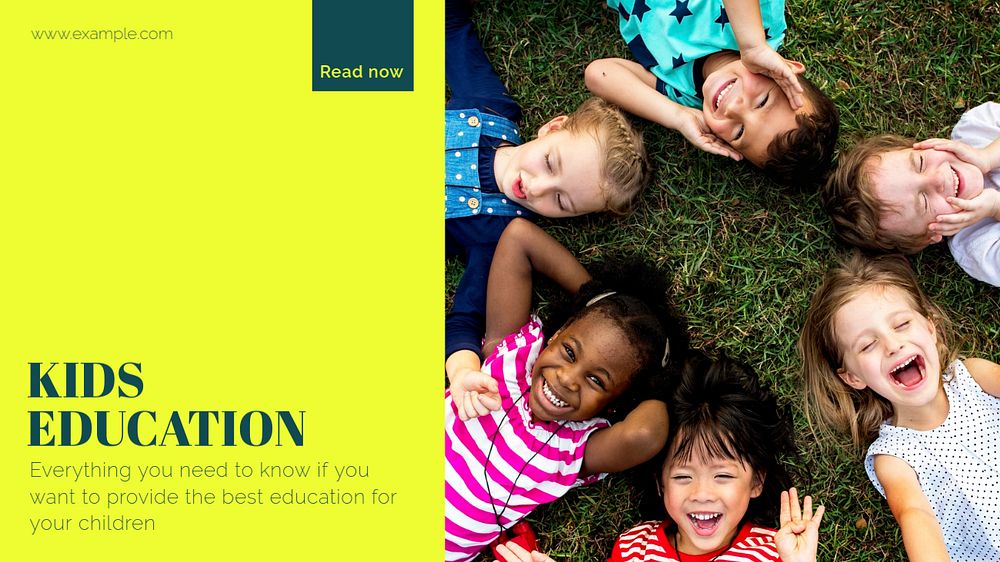 Kids education blog banner template, editable text