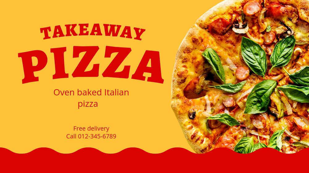 Takeaway pizza blog banner template, editable text