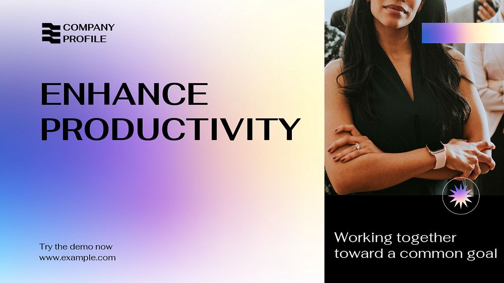 Enhance productivity  blog banner template, editable text