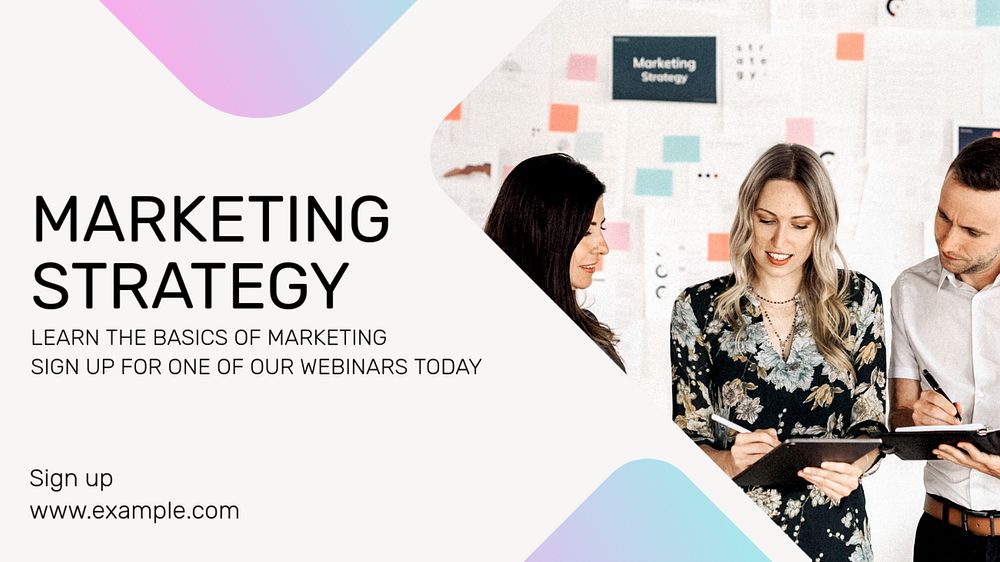 Marketing strategy  blog banner template, editable text