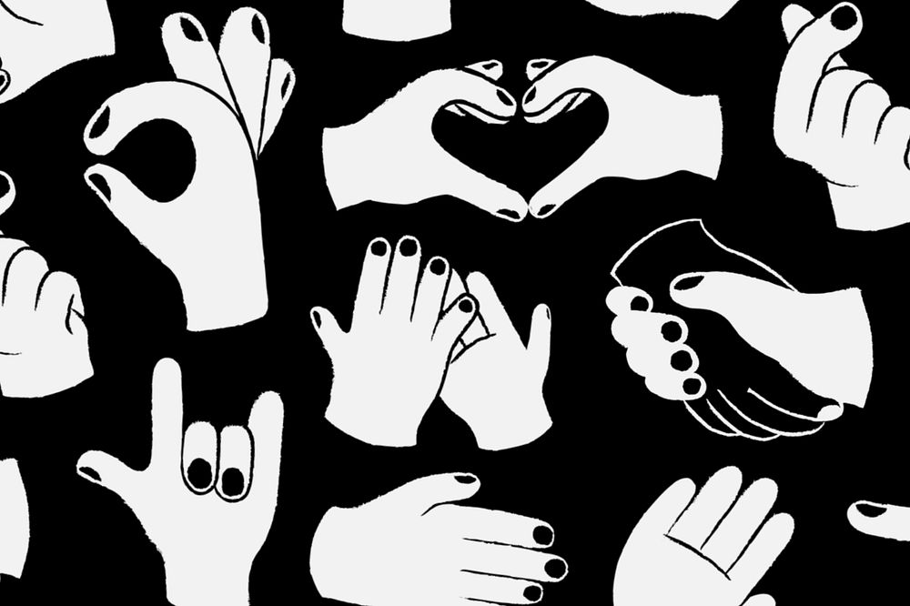 Cute hand sign illustration , editable design