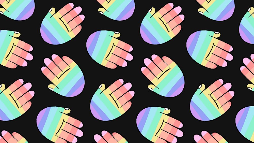 Rainbow hands desktop wallpaper illustration, LGBTQ+ editable design