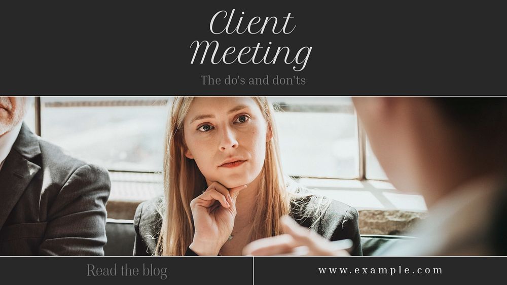 Client meeting  blog banner template, editable text