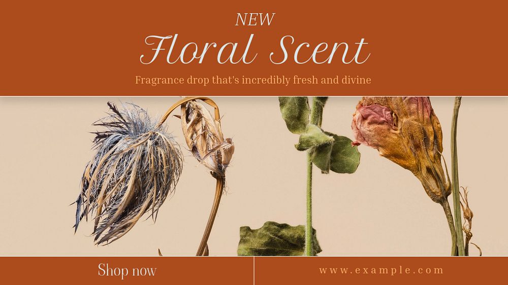 Floral scent  blog banner template, editable text