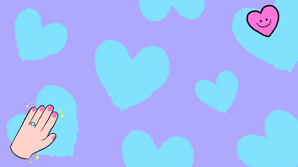 Cute hand desktop wallpaper illustration, happy heart editable design