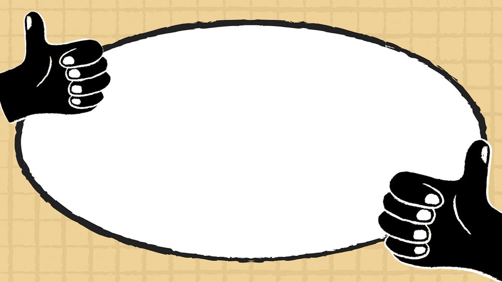 Thumbs up frame desktop wallpaper hand illustration, editable design