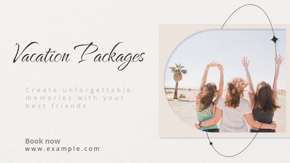 Vacation packages  blog banner template, editable text