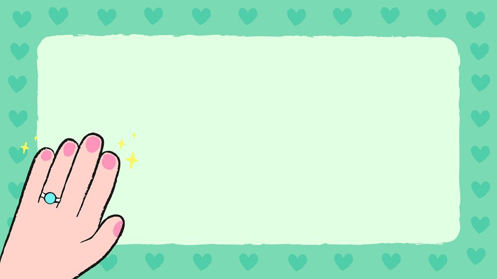 Cute hand frame desktop wallpaper illustration, heart editable design