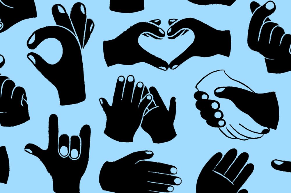 Hand sign illustration, cute gesture set editable design