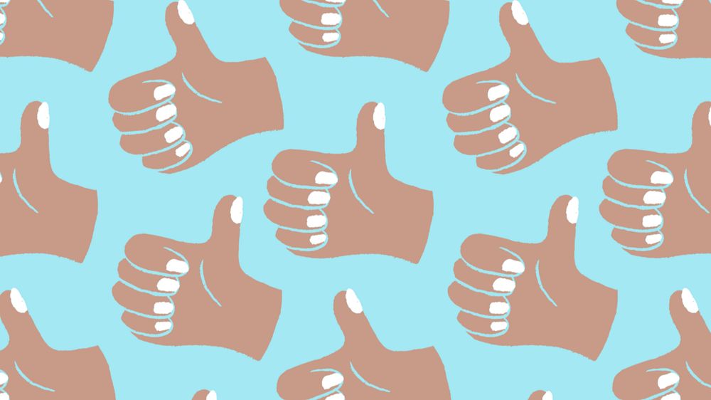 Brown thumbs up desktop wallpaper, agreement  editable design