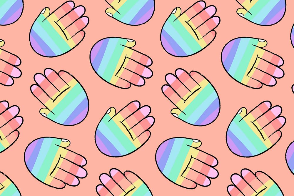 Rainbow hands pattern illustration, equality pride color editable design