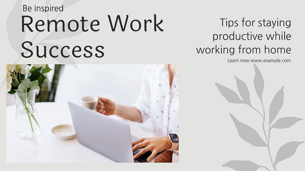 Remote work success  blog banner template, editable text