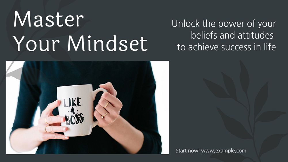 Master your mindset  blog banner template, editable text