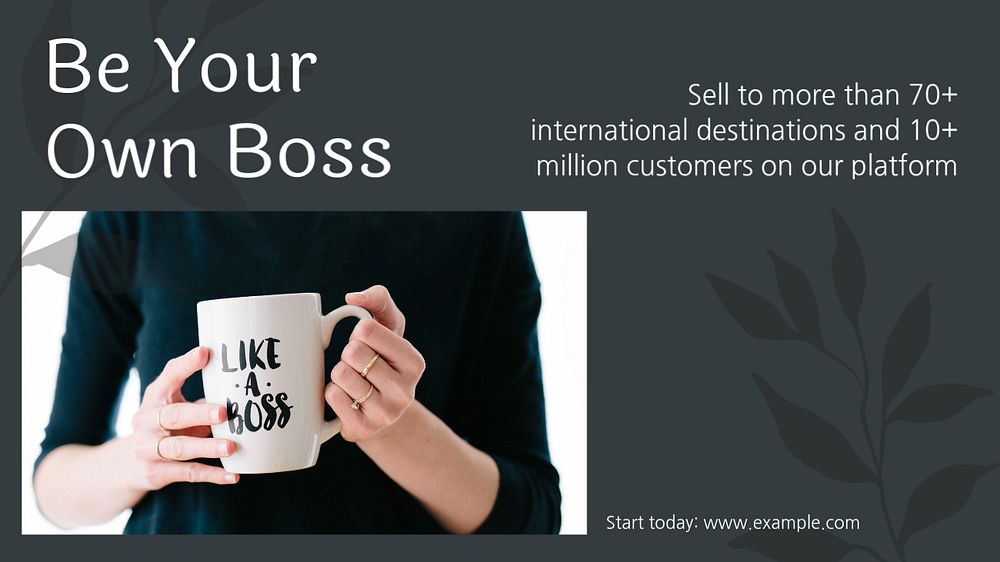 Your own boss  blog banner template, editable text